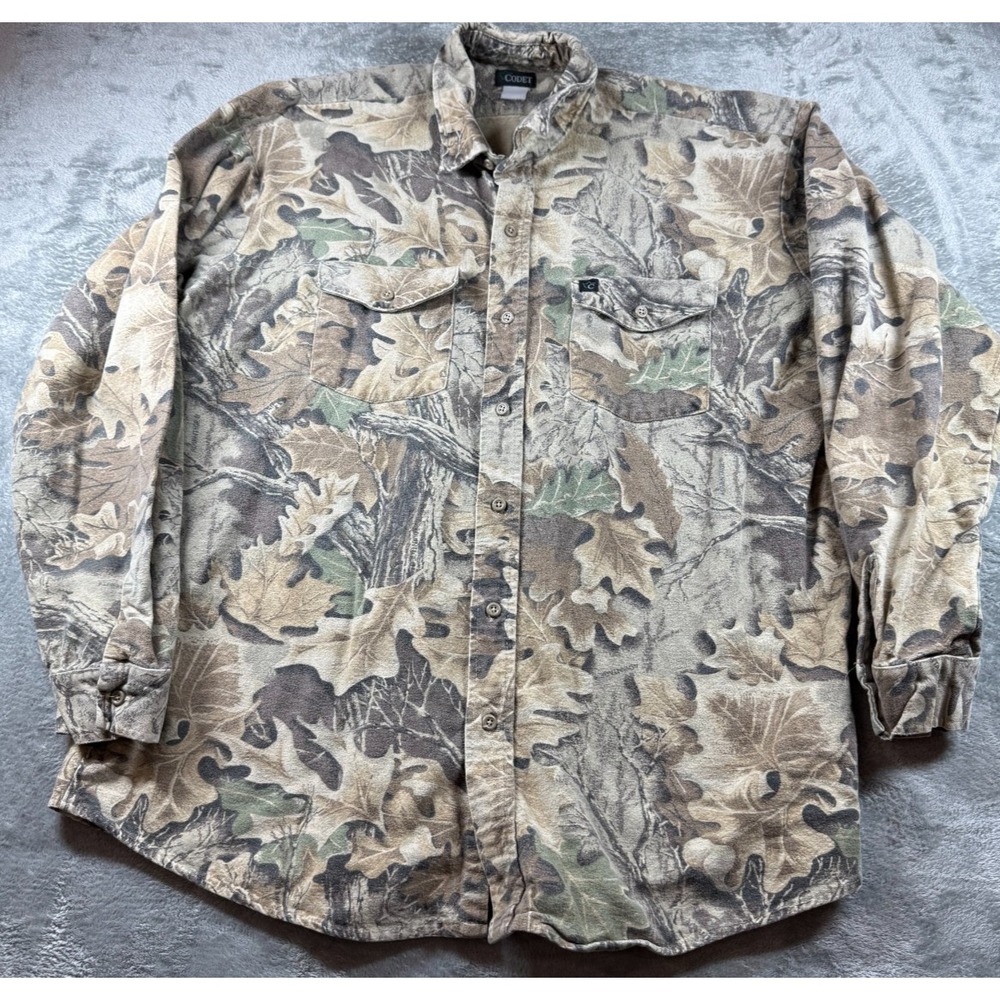 Vtg Codet Camo Flannel Shirt Button Front Hunting Outdoor – Size XL